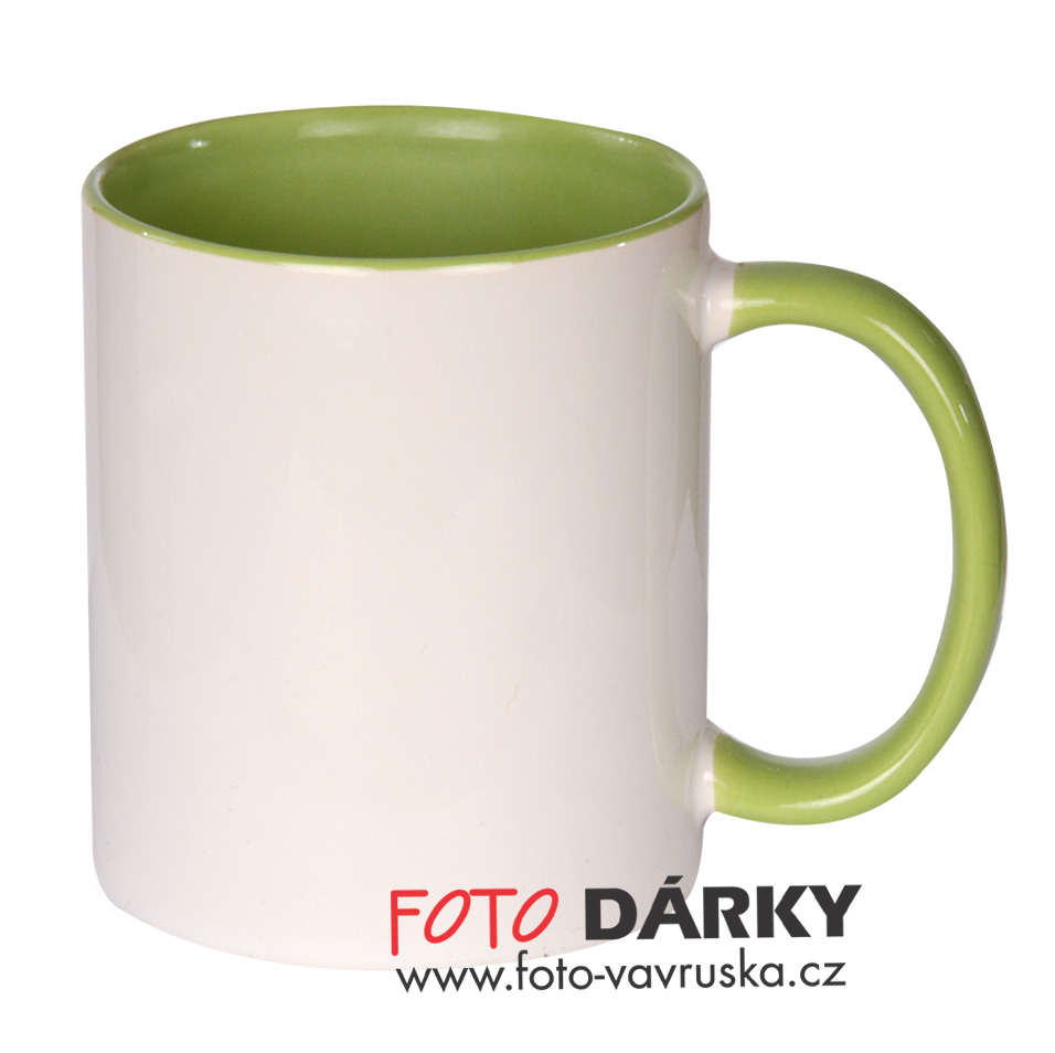 Hrnek s barevným vnitřkem - zelený - 300ml